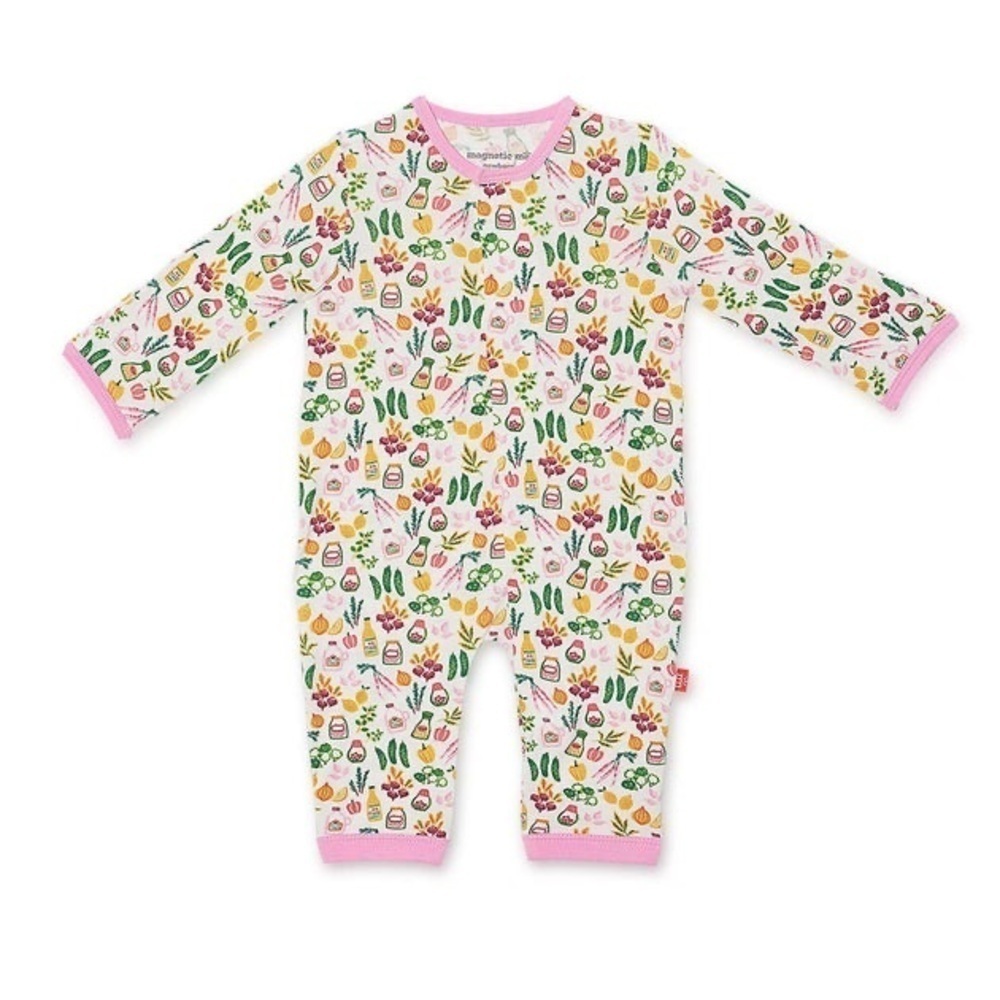 Magnetic Me newborn baby girl pickle my fancy coverall bamboo footies romper